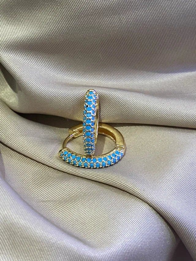 Turquoise and gold hoop earrings
