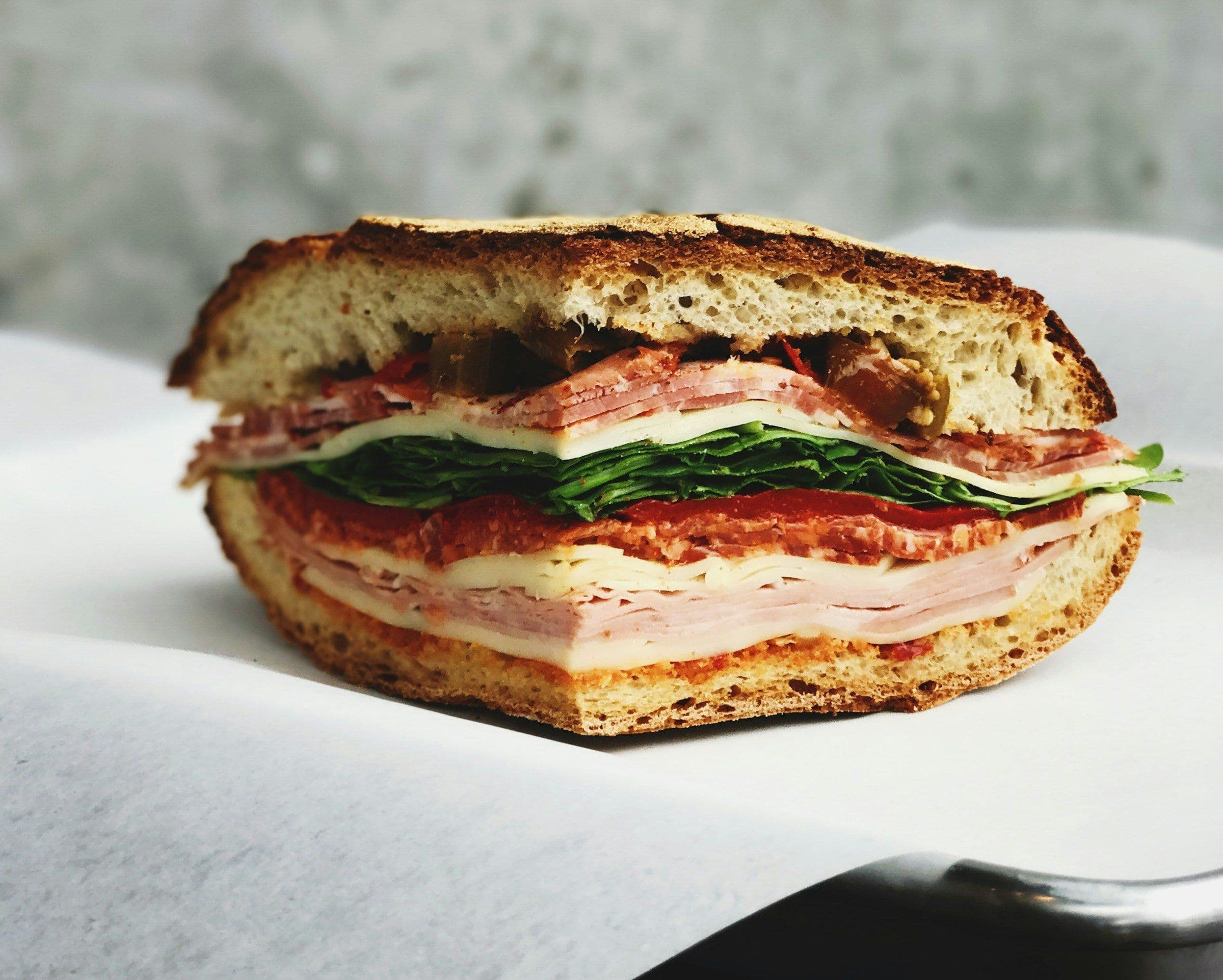 Italian panino with cured meat