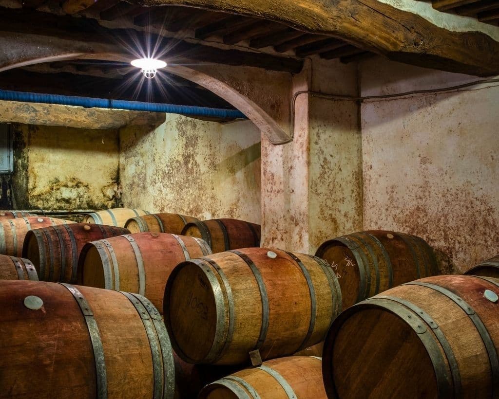 Wine barrels in an Italian cellar