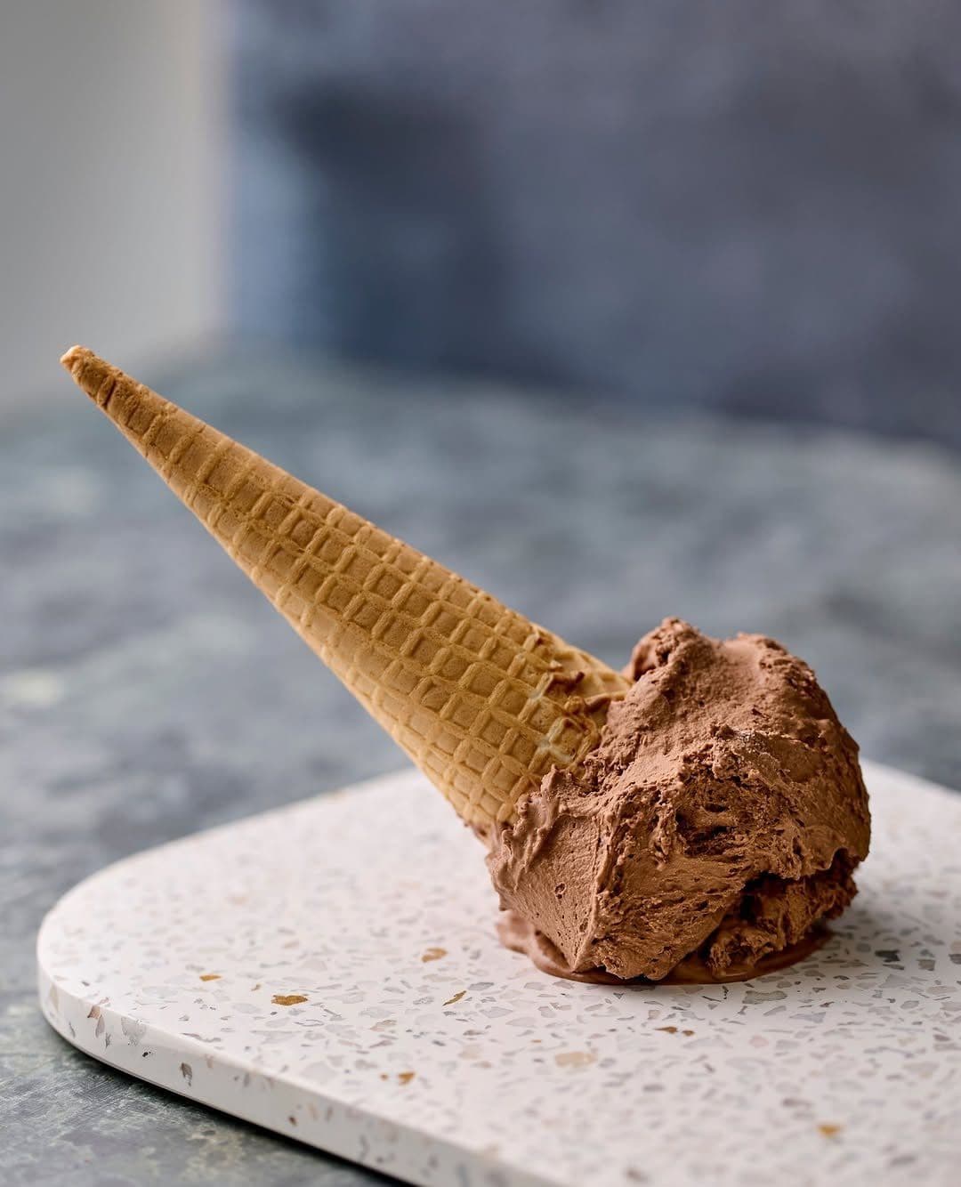 Chocolate gelato cone