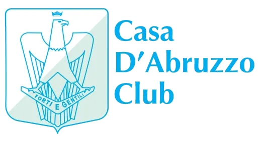 Blue heraldic eagle crest with banner, Casa D'Abruzzo Club text
