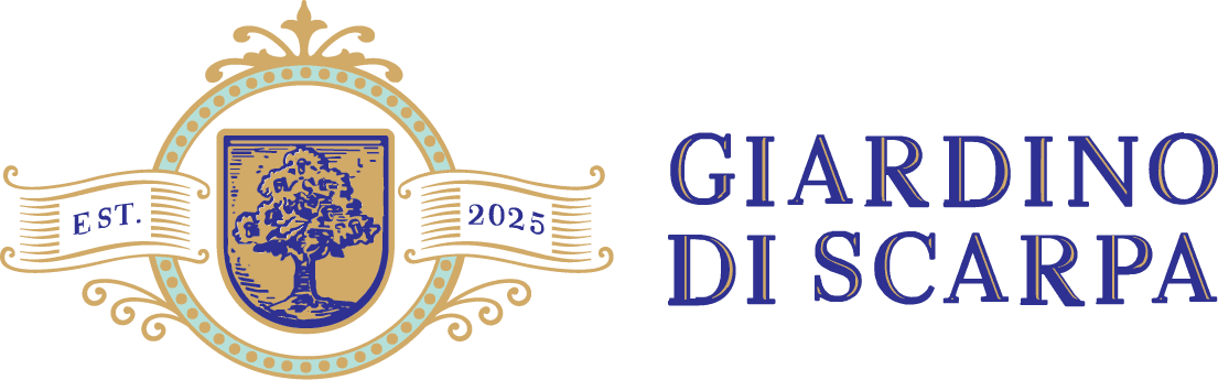 Giardino Di Scarpa crest logo with tree emblem and wordmark