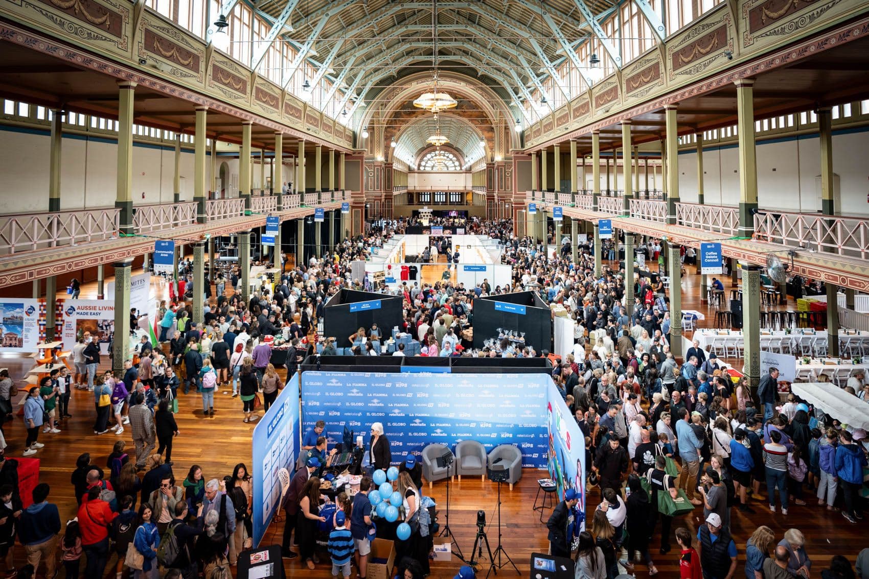Tasting showcase in the ornate heritage hall