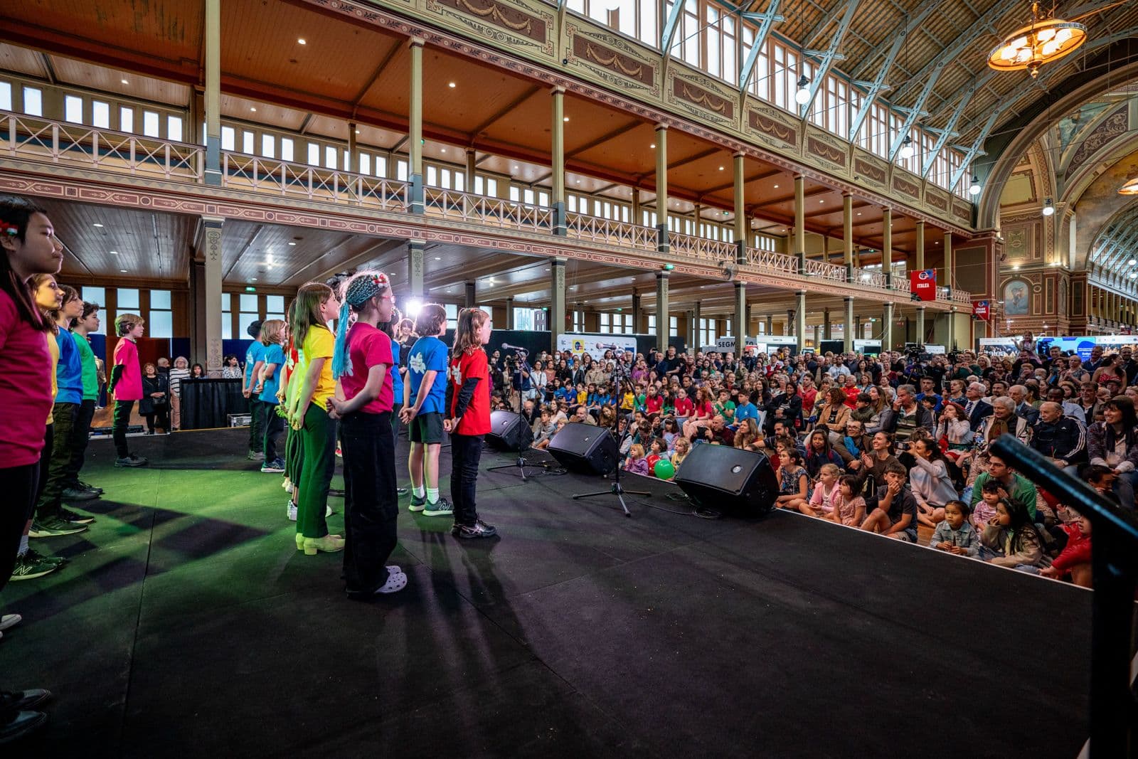 Students performing on stage at the Italian Festa