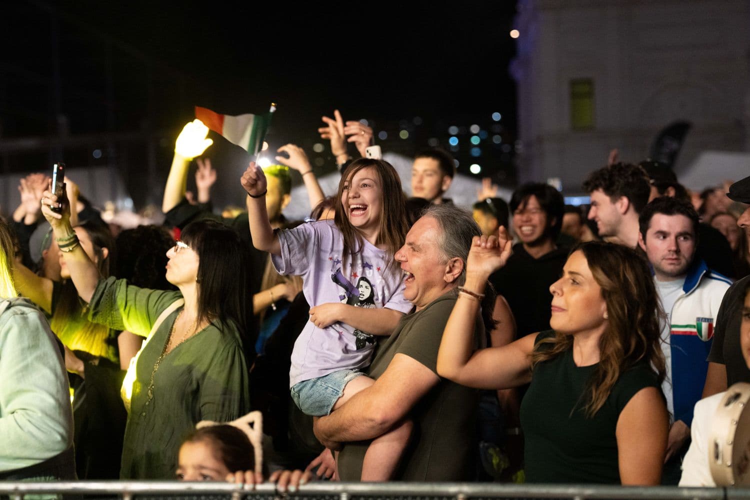 Outdoor festival atmosphere in the evening