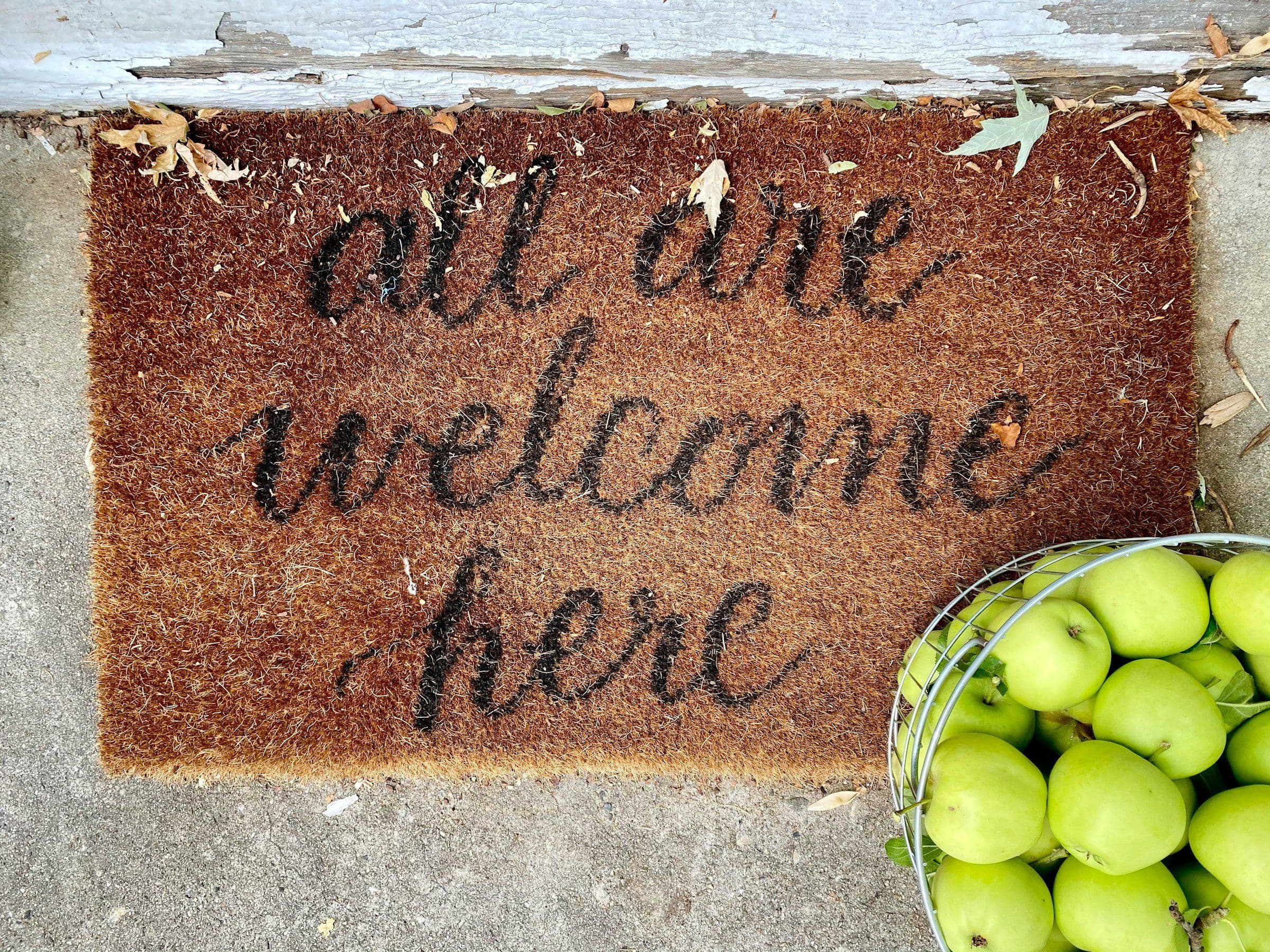 Hand-lettered coir welcome doormat