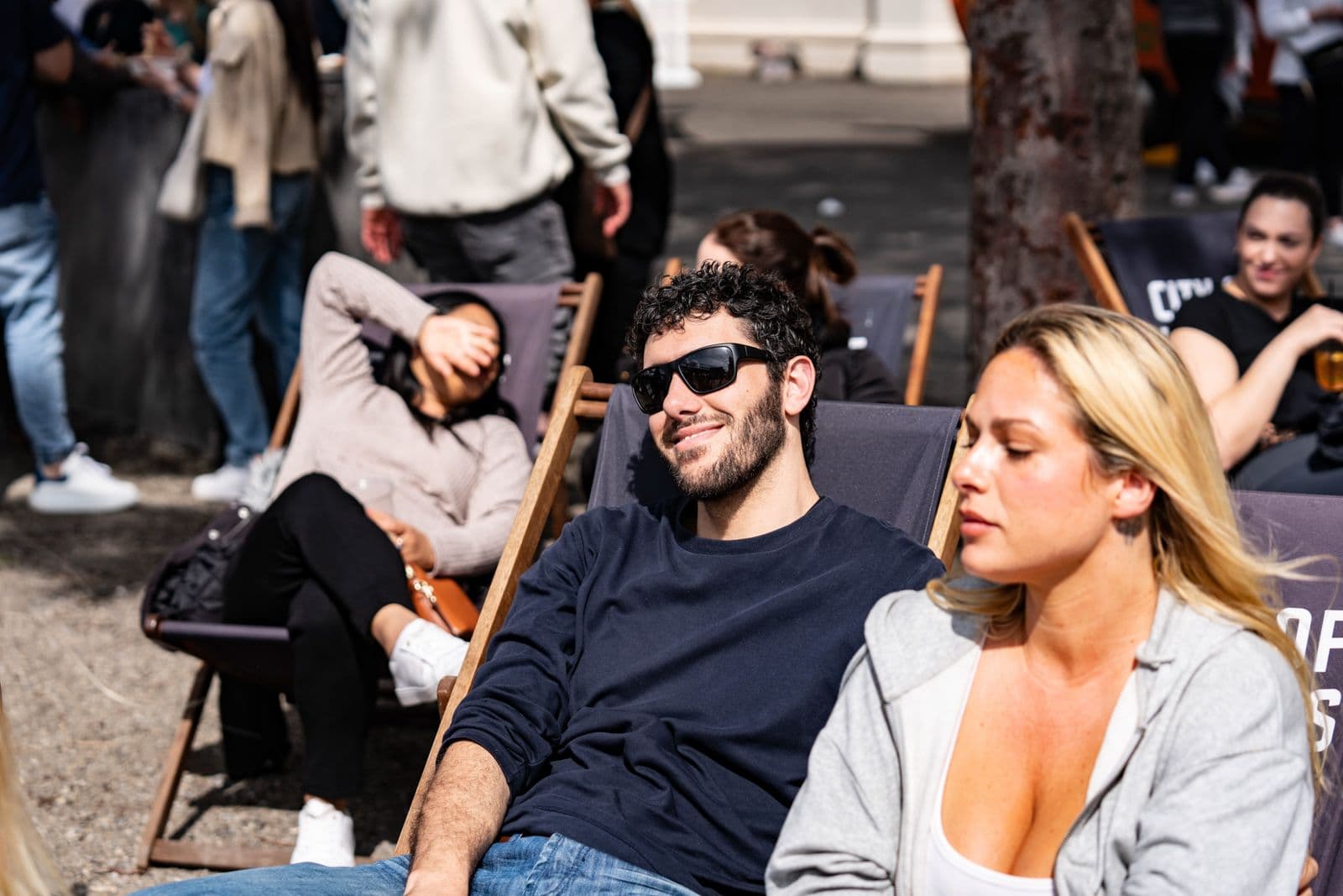 Young couple sun baking