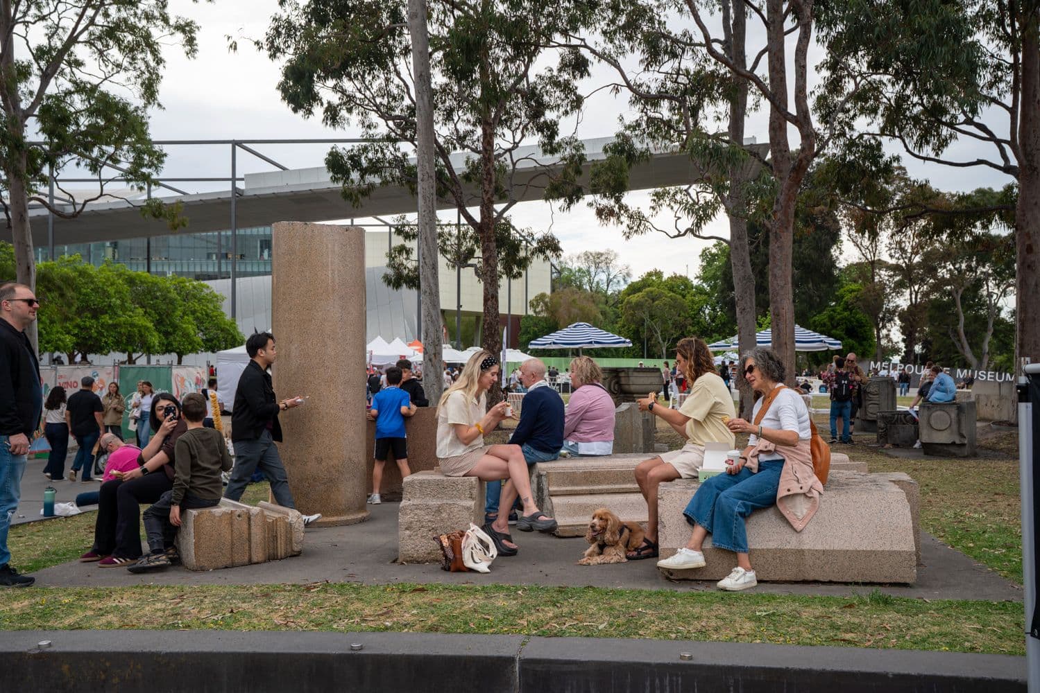 Outdoor festival atmosphere in the evening