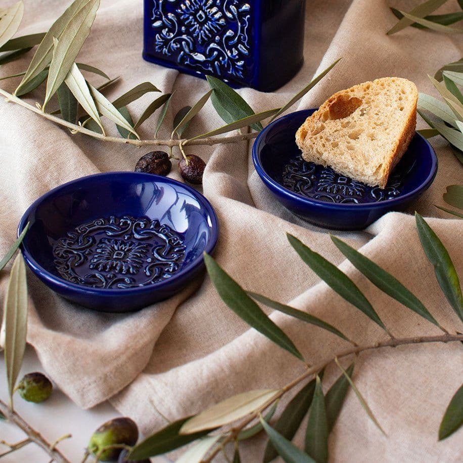 Blue Italian ceramics with olive branches